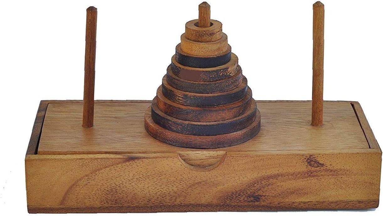 Tower of Hanoi - Wooden Brain teaser puzzle for Adults & Kids