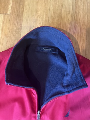 Nautica Harrington Mens Large Jacket Full Zip Lightweight Red Bomber - Picture 5 of 8