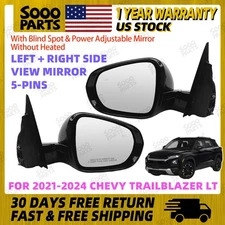 Pair Left & Right View Mirror For 2021-2024 Chevy Trailblazer LT W/ Blind Spot