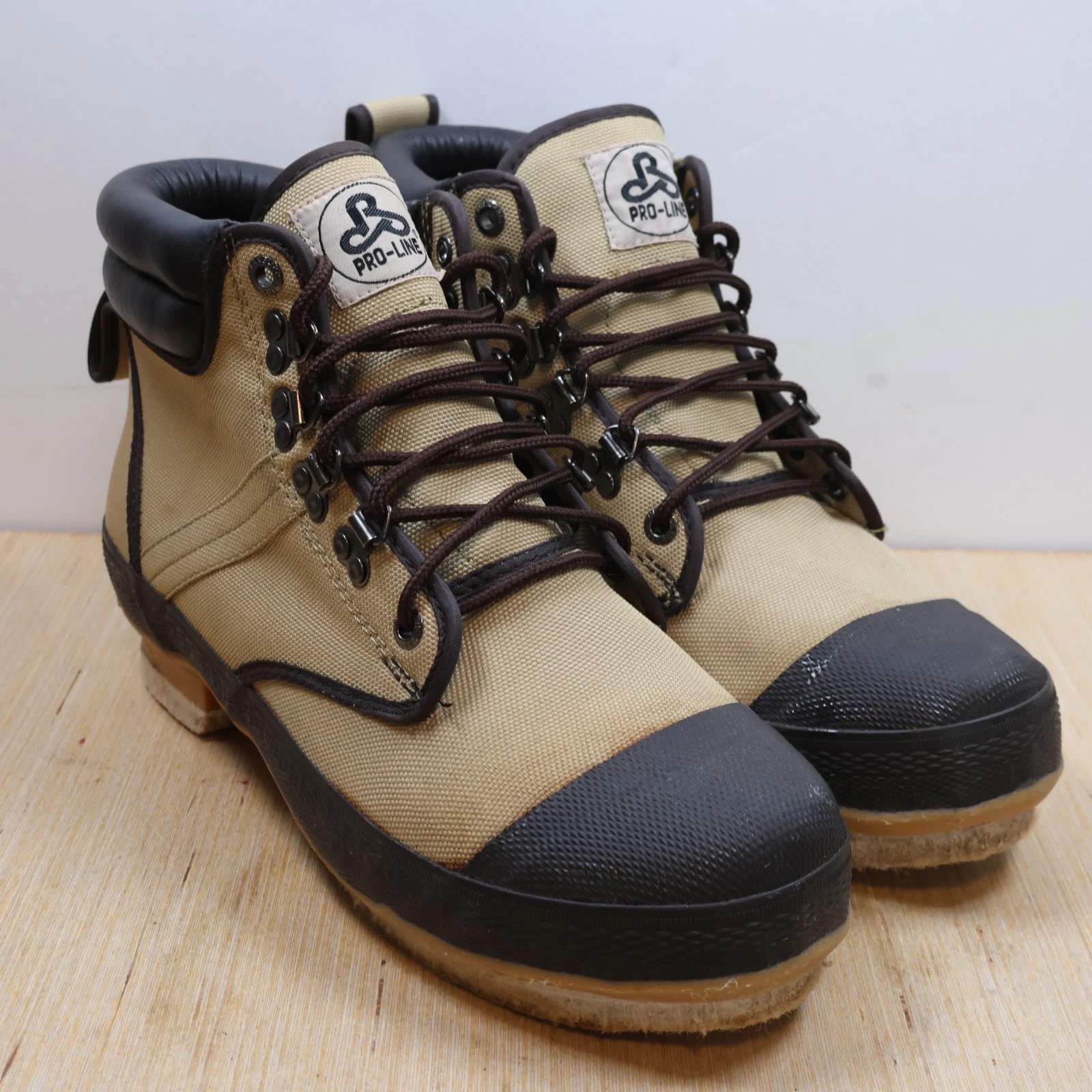 PRO-LINE Men's Fishing Wading Boots Steel Shank Nylon Brown Men's Size 10