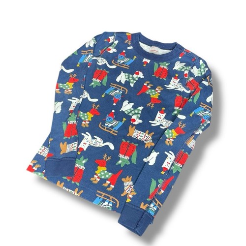 Hanna Andersson Kid Sz 10 140cm Pajama Top Dogs Christmas Holiday Organic Cotton - Picture 2 of 7