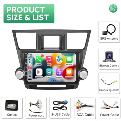 Car Radio Carplay GPS Navi w/Cam Touchscreen For 2008-2013 Toyota Highlander