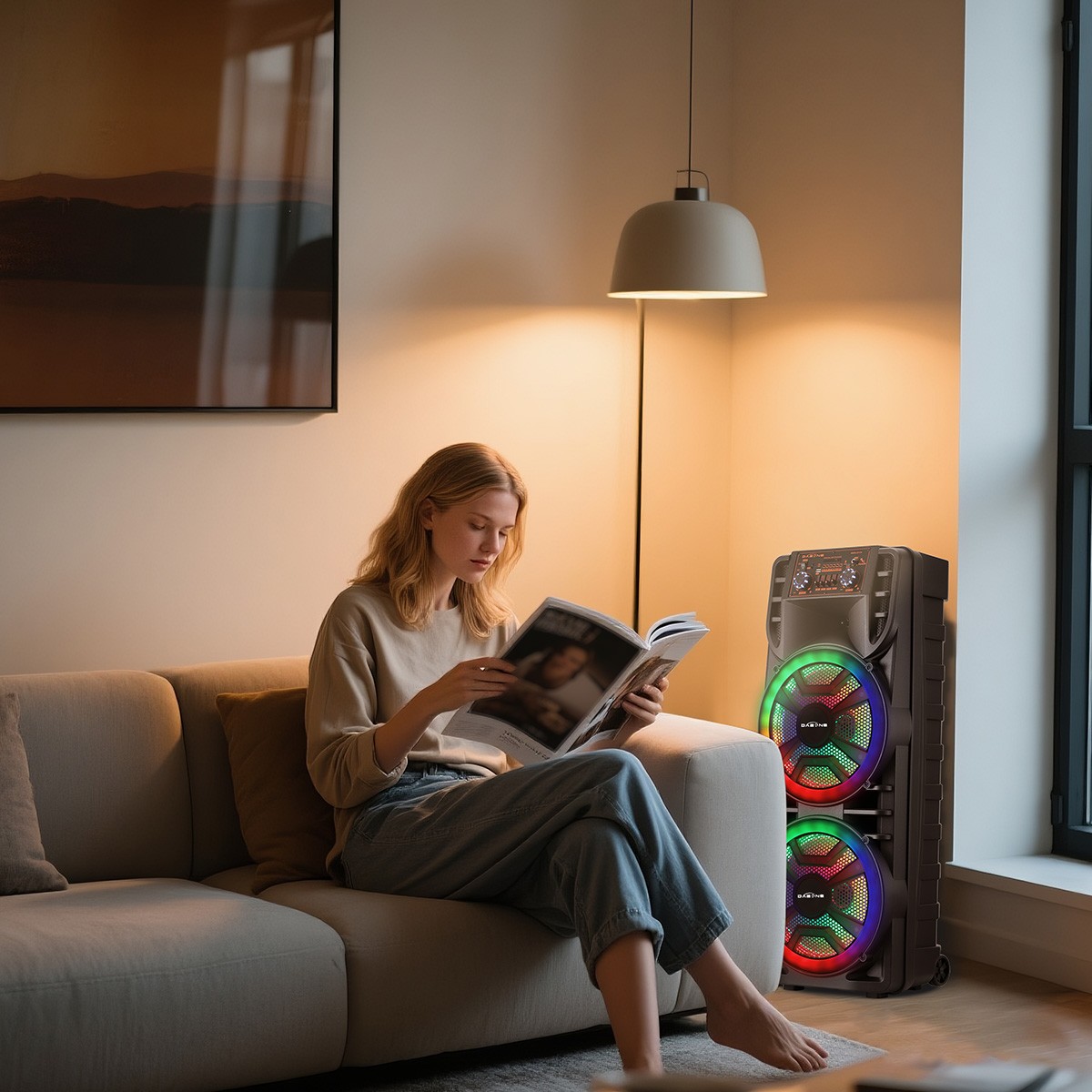 8000W Dual 12" Woofer Portable Bluetooth Party Speaker Heavy Bass Sound Mic FM