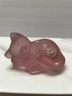 Vintage Fenton Art Glass 2004 Lenox Rose Glass Sleeping Kitten Hand-Painted 3”