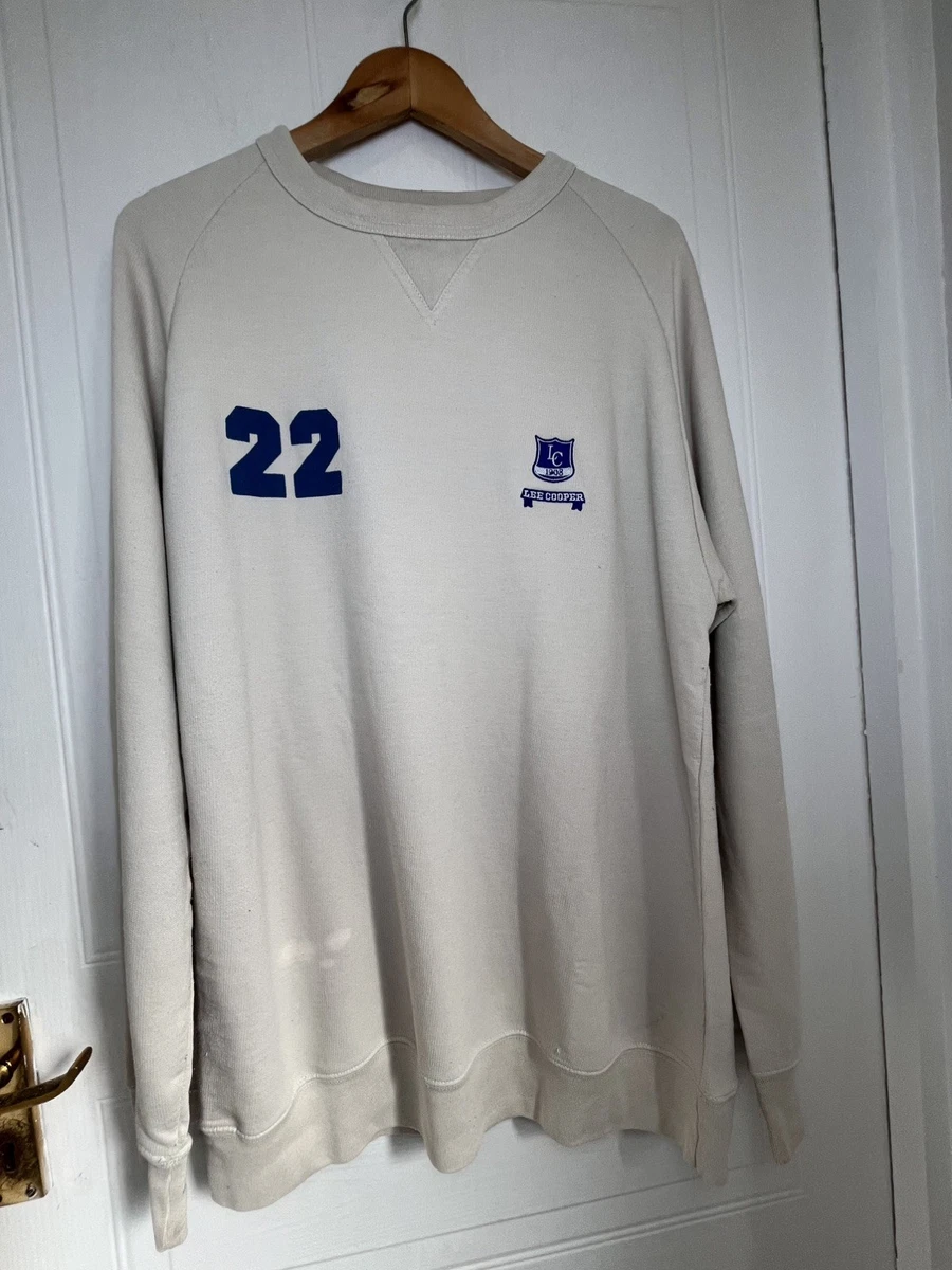 Sudadera Lee Cooper Para Hombre S Crema Vintage Gráfico Cuello Redondo Años 90 Ambiente Retro