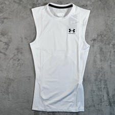 Under Armour HeatGear Large Compression White Shirt Sleeveless Size Small