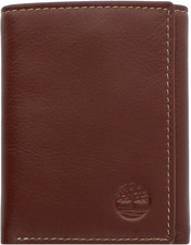 Timberland Men's Leather Trifold Wallet With Id Window, Cognac, One Size