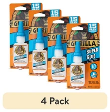 (4 pack) Gorilla Glue Super Glue 15g Bottle Net Content Quantity 1