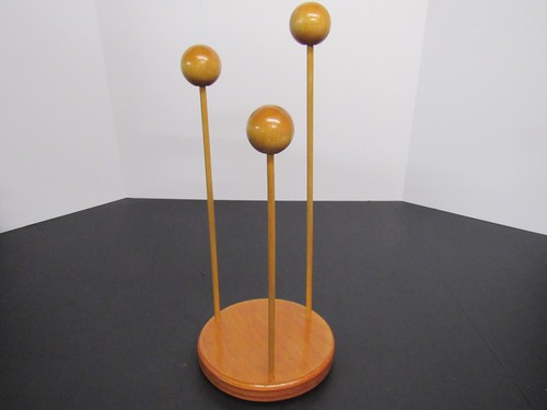 Rare Antique Oak Wooden Wig Holder Stand 14", 12.75", 11" on a 6" Base