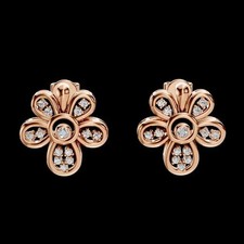 1.40Ct Round Cut Lab-Created Flower Stud Earrings 14K Rose Gold Plated