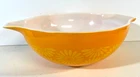 Vintage Pyrex Mixing Bowl, 4 Q, Orange Yellow Sunflower Daisy Cinderella, 1960s