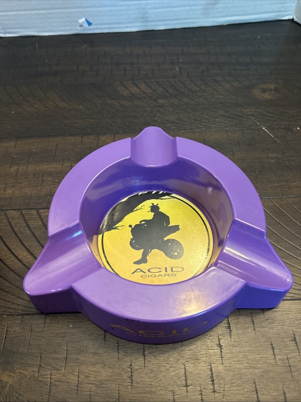 ACID Cigars Purple 3 Cigar Ashtray Drew Estate Advertising Tobacciana