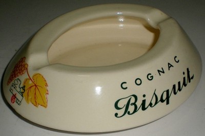 ASHTRAY CERAMIC POTTERY BISQUIT COGNAC FRANCE RENAULT DUBOUCHE & CO.