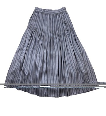 Jill Stuart Sz 0 Chloe Striped Silk Pleated Skirt 24'' Waist Blue/Black Tie Waist