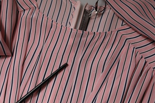 ERMANNO SCERVINO Dress Pink Stripes Silk Long Sleeves Midi IT38/US4/XS 2780usd - Picture 8 of 9