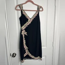 Vintage Nicole Miller Collection Silk Floral Dress Black Size 6