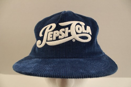 VINTAGE Pepsi Cola Blue Corduroy Snapback K-PRODUCTS Cap Hat HTF Iowa USA