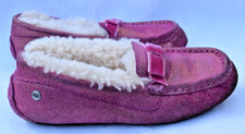 Ugg Australia Sheep Fur Lined Slip On Glitter Slip On Loafer Shoes Youth Size 3