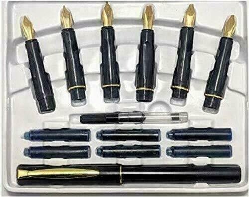 Lot stylo plume calligraphie 6 plumes et 1 stylo plaqué or 22 carats meilleur... - Picture 2 of 2
