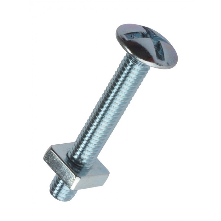 M8 (8mm) ROOFING BOLTS + SQUARE NUTS CROSS SLOTTED MUSHROOM HEAD BOLT