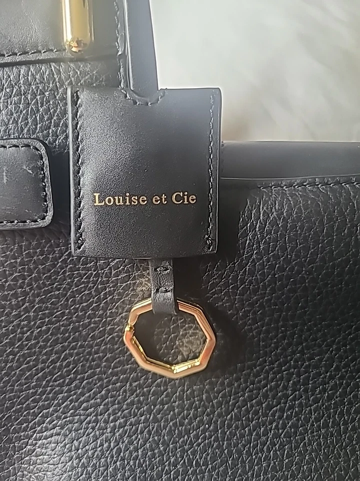 Bolso de Mano Pequeño de Cuero Negro LOUISE ET CIE Group Elay Foto 3 de 4