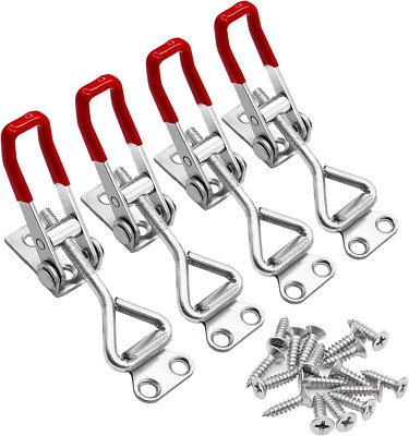 4Pack Pull Latch Clamp, Heavy Duty Toggle 220lbs Capacity, Adjustable Quick Draw