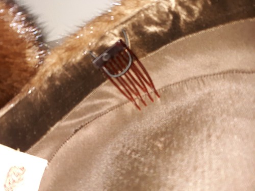 VTG Amrose New York Hat Brown Mink Fur Pillbox Fur Bow & Clips 50's 60's EUC - Picture 6 of 7
