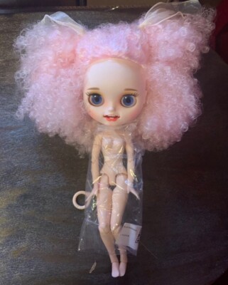 12''Blythe doll Nude joint body pink explode hair Custom face smiley canine teeth