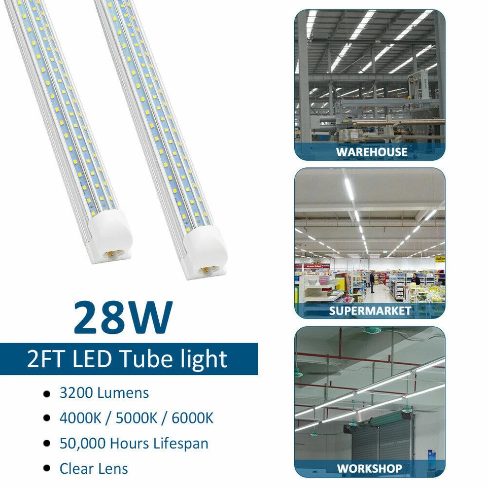 2FT Led Shop Light 2FOOT Led Tube Light 28W T8 Integrated Fixtures 6000K Clear - Image 4 of 4
