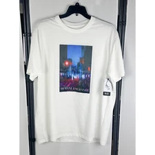 Armani Exchange Men's Relaxed Fit Short Sleeve Shirt ASV Photo Print White XXL