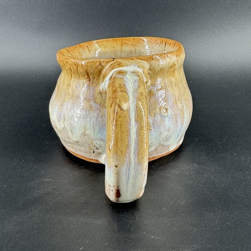 Taza de té café terracota cerámica artística de estudio hecha a mano esmalte por goteo - Imagen 2 de 9