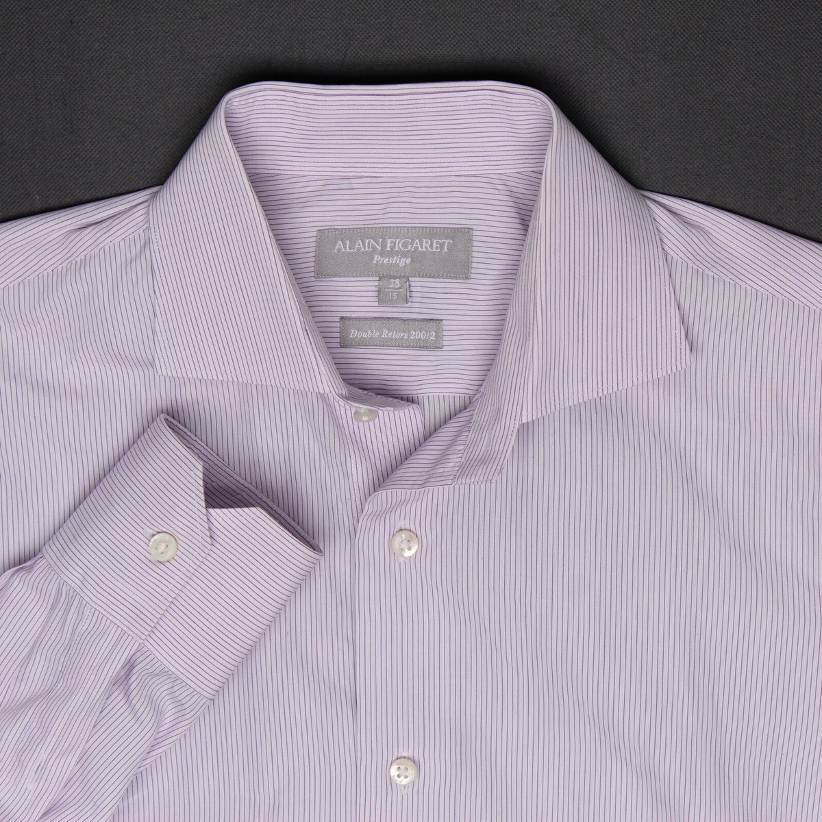 Alain Figaret Dress Shirt Mens 38 / 15 White Maroon Hairline