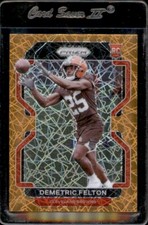2021 Panini Prizm #411 Demetric Felton Rookie ORANGE LASER PRIZM - Nice Card!