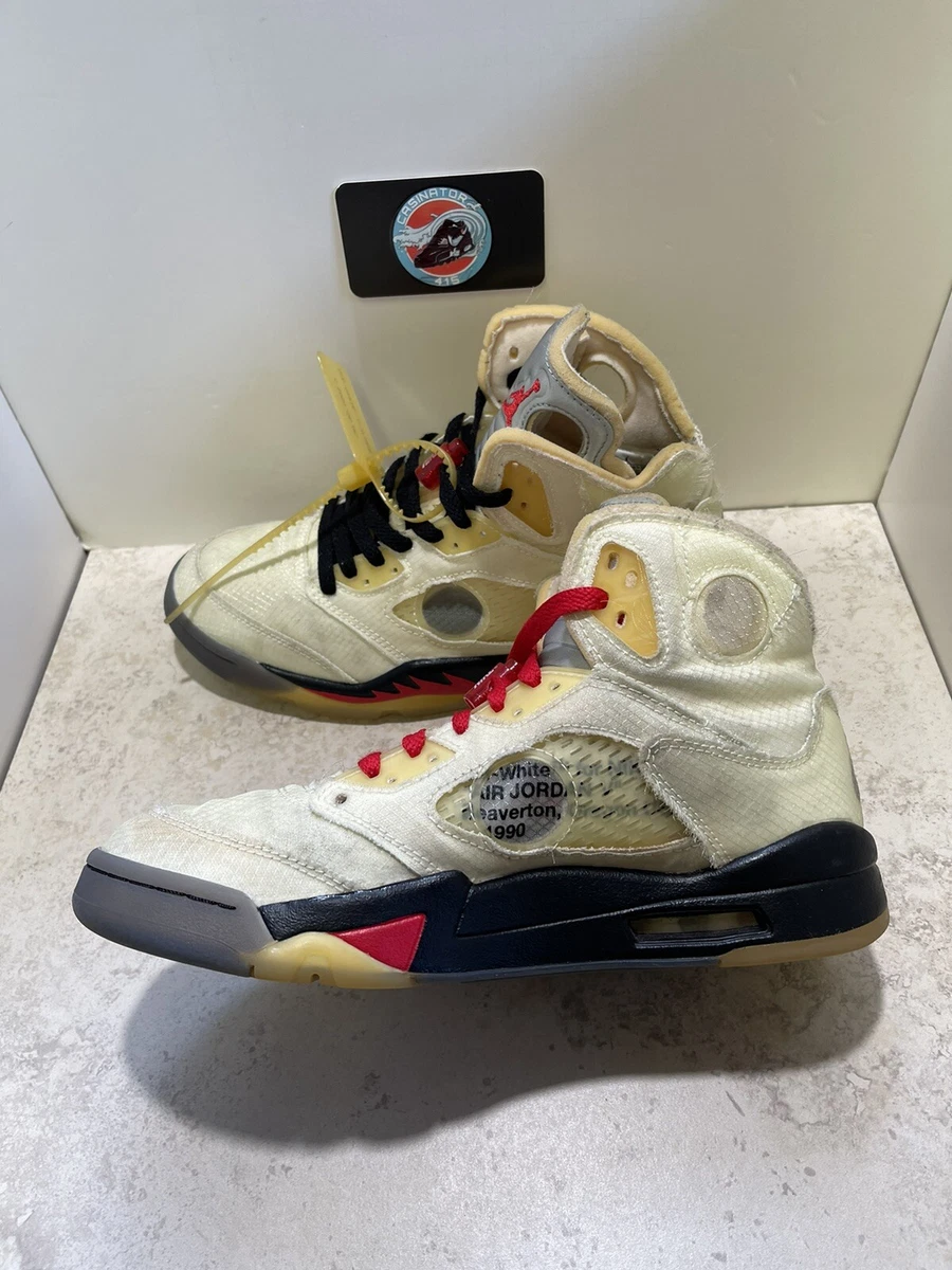 Nike Air Jordan 5 x Off White “Sail” Size 8 Mens Cream/Black/Fire