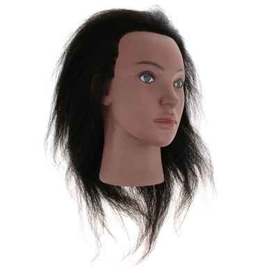 black male mannequin head with hair