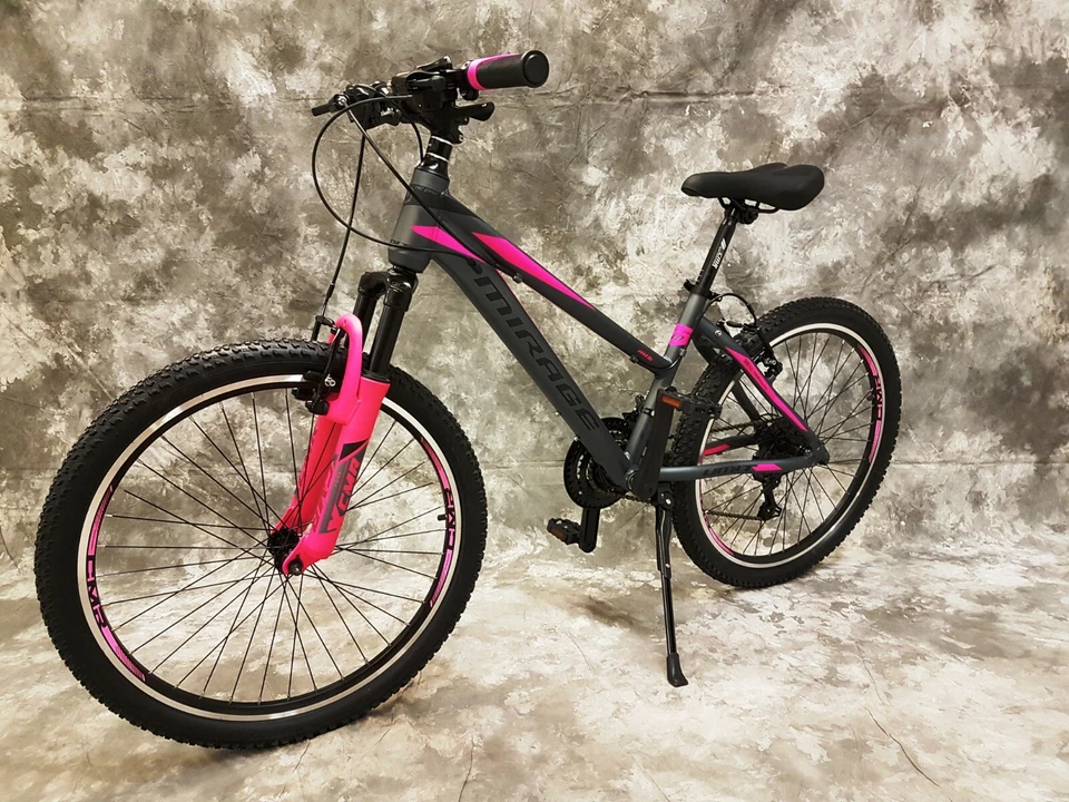 26 Zoll ALU Damen MTB Gefedert mit 21-Gang Shimano NEU 2666--Antra-Pink-20 - Bild 3 von 4