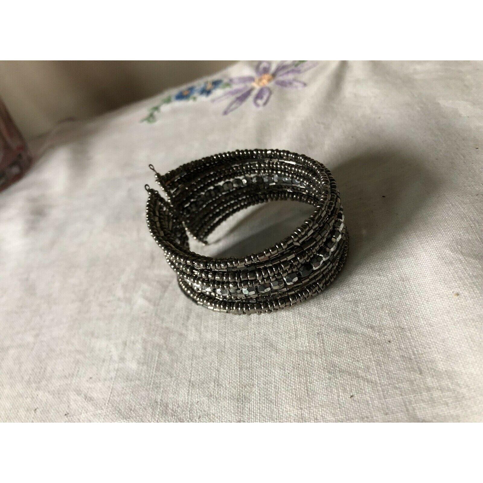 Silver Tone Bangle Multilayer Bracelet Bling Silv… - image 5