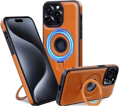 Luxury Leather Magnetic Invisible Stand Phone Case for iPhone 16/15/14/13 ProMax