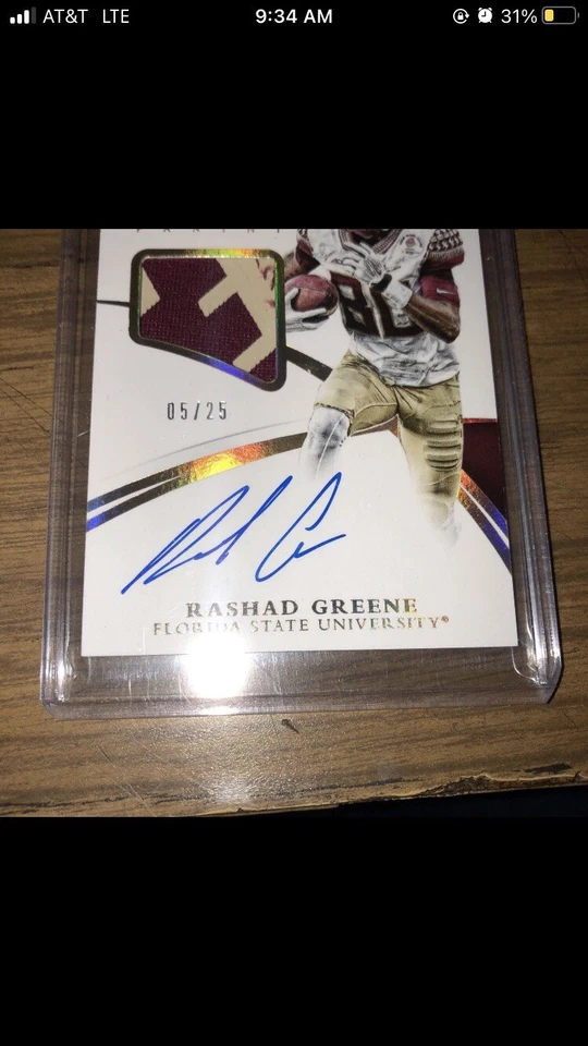 Florida State Rashad Greene RPA 25/05 2015 Colección Inmaculada Multideporte Foto 4 de 4