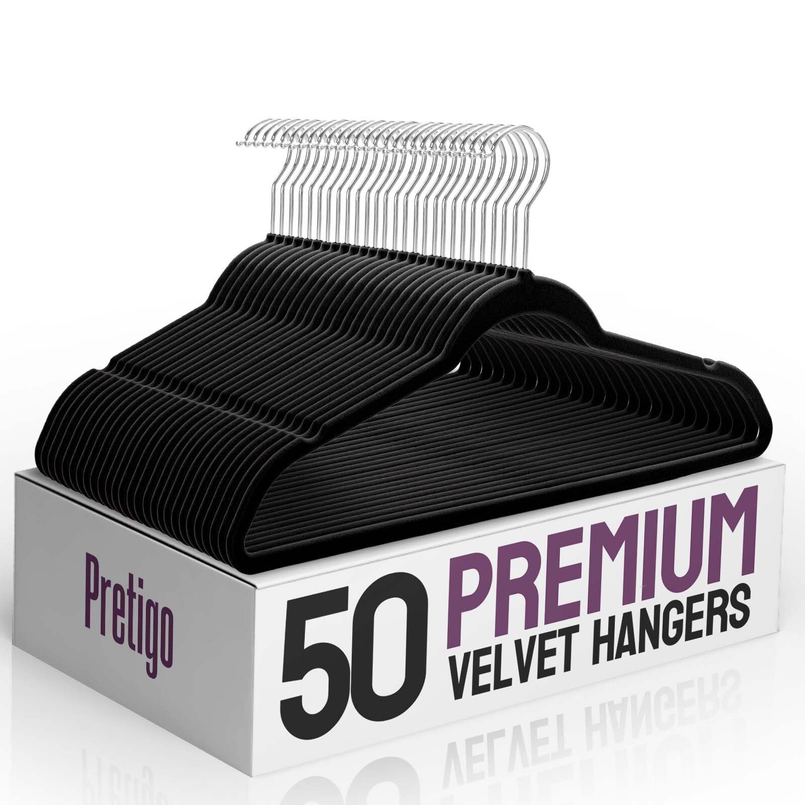 Premium Velvet Hangers 50 Pack, Non-Slip Clothes Hangers Black, Space-Saving ...-image