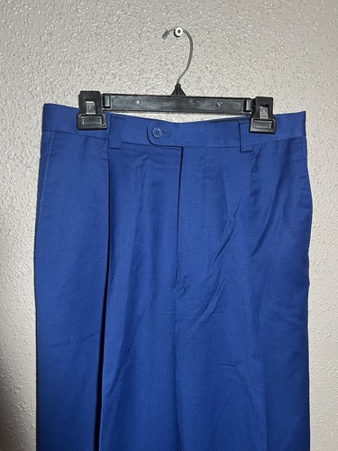 INSERCH MEN'S 2 PIECE Shirt And Pant %100 PURE WOOL BLUE WALKING SUIT Size M-32 - Picture 7 of 10