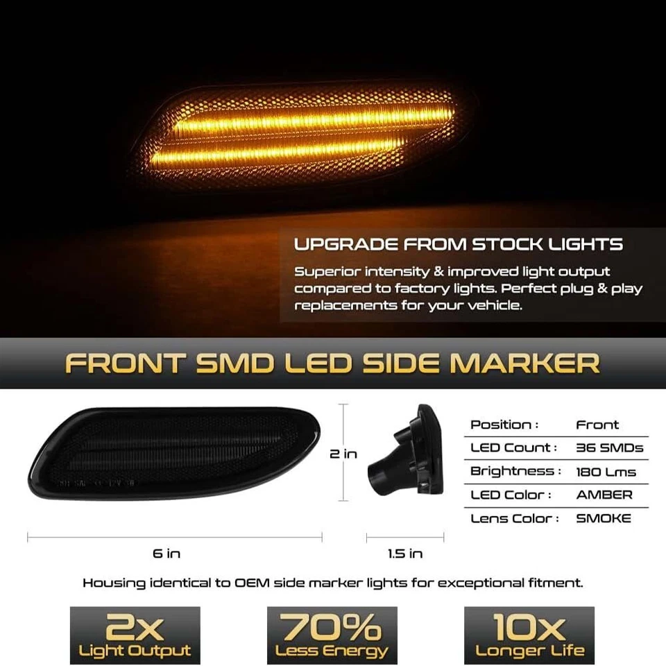 LED Side Marker Light Amber For 01-07 Mercedes C Class W203 C230 C240 C280 C320 Foto 2 de 4