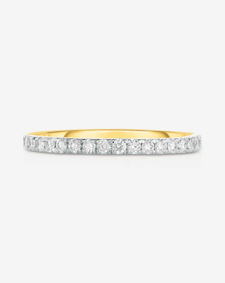 14k Solid Gold Pave Setting Diamond Wedding Ring, 1.6mm Diamond Wedding Band