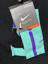 NIKE ELITE Basketball Crew Socks SX4801-357 Small turq black purple KD LBJ BIN 4