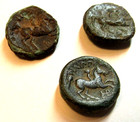 Lot 3X Ancient Greek Coins Thessaly Helmeted Athena R. Galloping Horseman 400Bc.