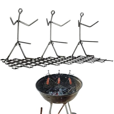 Stainless Steel BBQ Sausage Holder Portable Barbecue Hot Dog Grill Roaster Rack