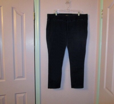 Vtg Lucky & Blessed Denim Pull On Jeans Size 2X Skinny High Rise Crop Dark Y2K