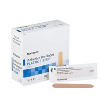 Adhesive Strip 3/4 X 3 Inch Plastic Rectangle Tan Steri