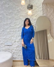 Indian Bollywood Ethnic Kurti Set Designer Women Embroidery Kurta Palazzo Set