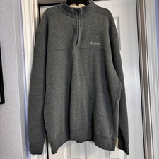 Columbia Men  s Hart Mountain Half Zip Pullover Sweatshirt Gray Fleece Lined XL